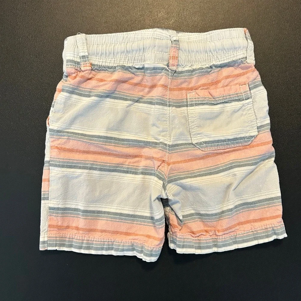 OshKosh Bgosh Toddler Boys Striped Cotton Shorts Blue Orange White 3T 1579